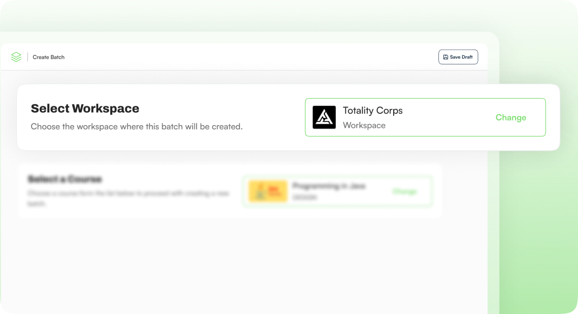 Create Batch flow with the Select Workspace step highlighted