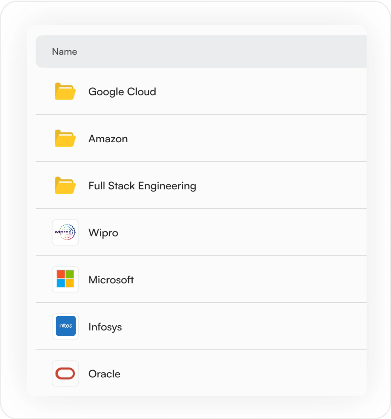 Workspace list with client folders