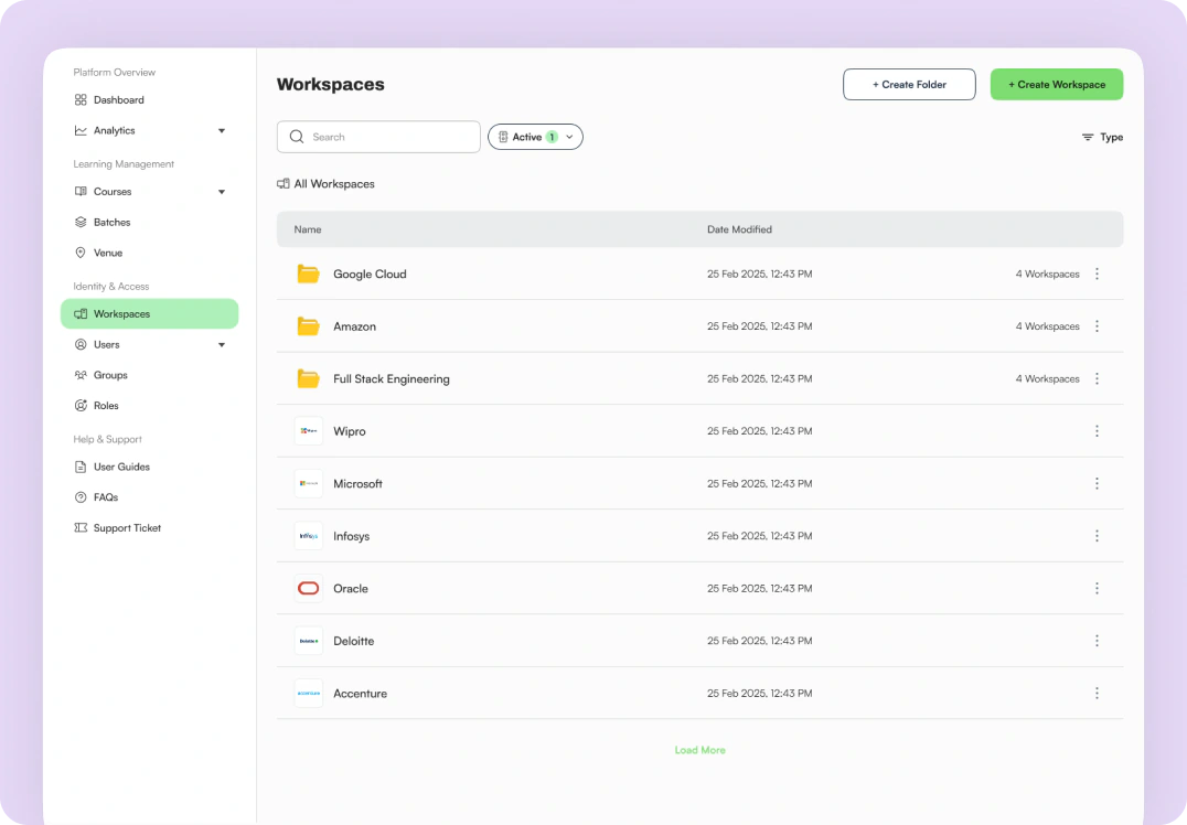 Product mockup: Multi-Client Workspace Management