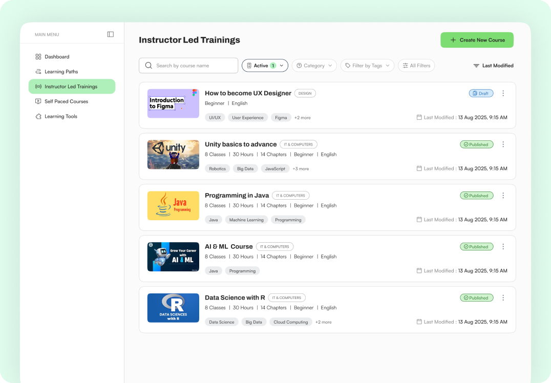Product mockup: Scalable Course Delivery at Enterprise Level