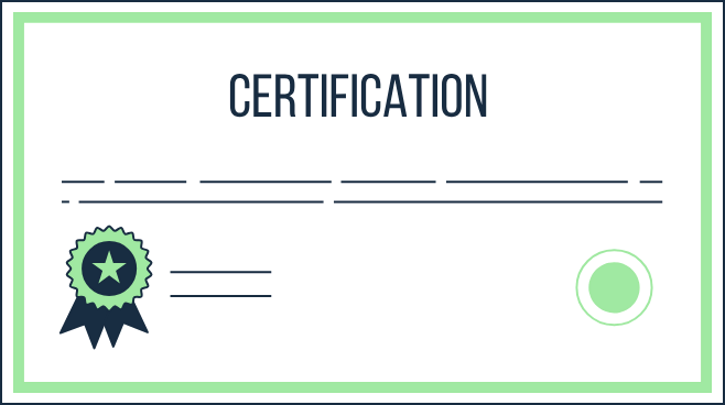 Illustrated certification document with a ribbon seal